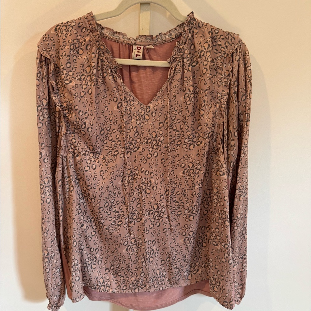 Anthropologie Pink Leopard Print Blouse